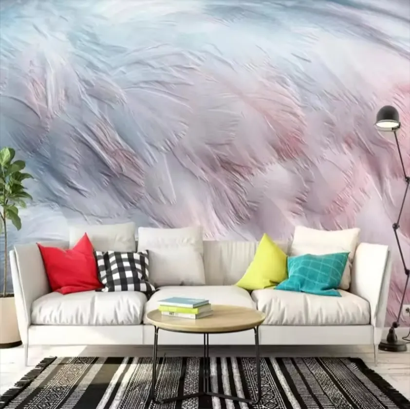 カスタムサイズの壁紙壁画3Dレリーフ水彩羽ポスター絵画北欧のモダンなリビングルームの背景壁紙