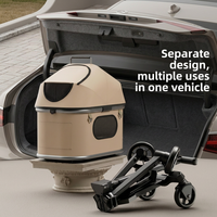 Poussette multifonctionnelle détachable pour animaux de compagnie, design 3-en-1, pliable, pour chat et chien, cadre en alliage de magnésium, roue universelle à 360 degrés