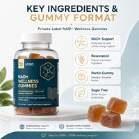 Gummies NAD sans sucre OEM pour lutter contre le vieillissement, compléments alimentaires NAD+ avec Resvératrol et les meilleurs suppléments NAD