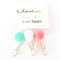 3 Pcs Trombones à pompons en métal doré Supports de papier durables et élégants