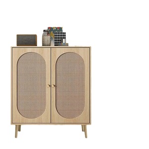 ตู้ห้องนั่งเล่น ไม้ ประตูหวาย ช่องเก็บของ 2 ช่อง แผงเรียบ สีแท้ - Product Image 5