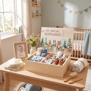 Boîte à souvenirs en bois pour bébé avec animaux <span class=keywords><strong>de</strong></span> la jungle, boîte à souvenirs pour garçons ou filles, boîte à souvenirs pour parents nouveau-nés pour souvenir - Product Image 4