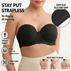 Sujetador Push-Up Desmontable con Aros Invisibles y Transpirables para Mujer, <span class=keywords><strong>Copa</strong></span> Completa, Talla Grande, Convertible, Sin Tirantes, Suave - Product Image 1