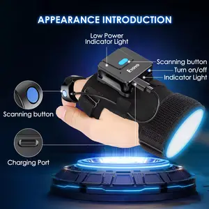 Eyoyo tragbarer Handschuh QR-Code-Scanner, 1D 2D Fingerring Bluetooth Barcode-Scanner, links- und rechtshand-Tragbarer, tragbarer drahtloser