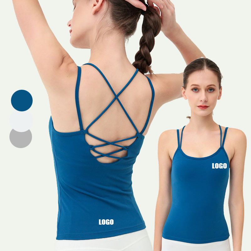 High-Stretch Crisscross Back Yoga Tank Top Built-In Bra Quick-Dry Fitness Wear for Running Dance Gym Workouts Breathable Design