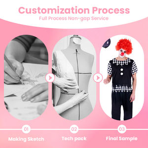 Costume de Clown Noir et Blanc à Franges et Boutons Surdimensionnés Harlequin Attire pour les Distributeurs <span class=keywords><strong>d</strong></span>'Événements - Product Image 2