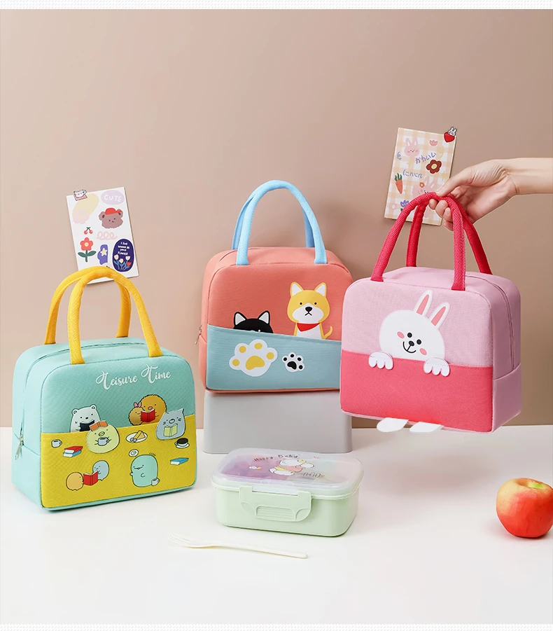 Wholesale Small Multi-Function insulated cooler bag with zipper food storage picnic hot cold thermal  Keep cold cute lunch bag