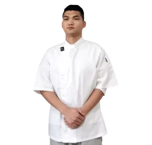 White and black chef uniforms with long and half sleeves