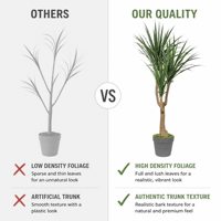 Plante artificielle Dracaena Anita hautement réaliste avec tronc en bois naturel |   Arbre artificiel style nordique pour la décoration de bureau moderne