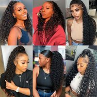 Extensions de cheveux queue de cheval enveloppantes Cheveux vierges bruts humains bouclés birmans frisés afro frisés