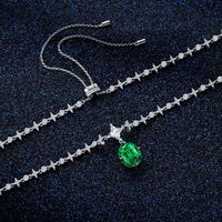 Desain asli simulasi kalung zamrud modis zirkon perhiasan perak 925 Sterling kalung