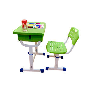 Estación de trabajo escolar para niños de acero y madera, mesa escolar, escritorios y sillas, juego de <span class=keywords><strong>escritorio</strong></span> y sillas para niños de un solo estudiante - Product Image 1