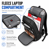 Sac à dos professionnel antichoc doublé polaire avec port de charge USB et poche arrière antivol pour ordinateur