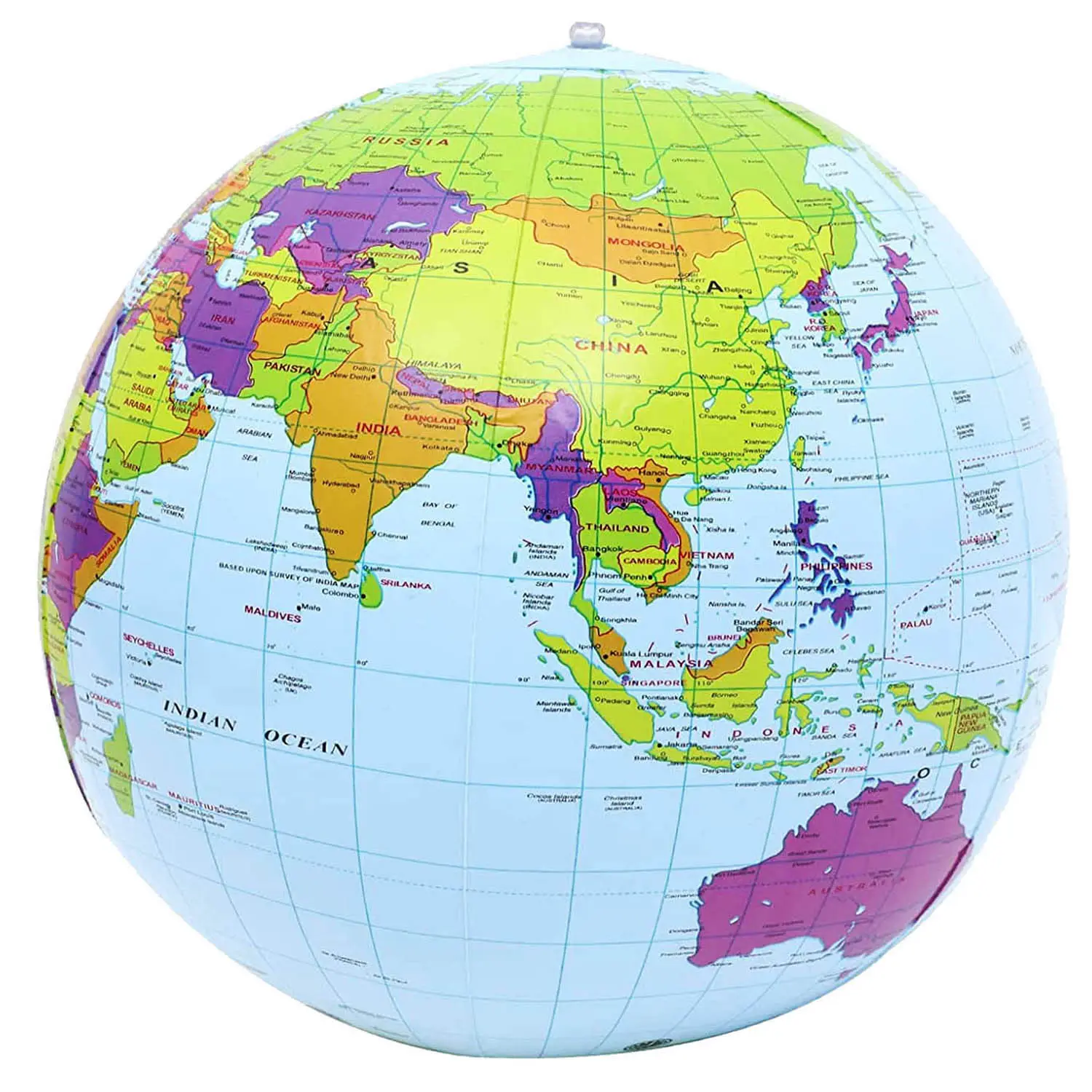 แผนที่โลกเป่าลมอุปกรณ์การเรียนการสอนภูมิศาสตร์ลูกบอลเป่าลมเวอร์ชันภาษาอังกฤษ