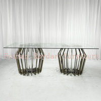 Ensemble table de salle à manger en verre luxueux de conception de location d'événement d'acier inoxydable