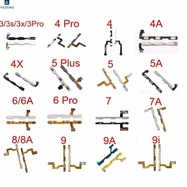 Yezone Wholesale Power & Volume Button Flex Cable for OPPO Samsung A04 A10 A11 A14 A15 A20 A30 Infinix Xiaomi VIVO Repair Parts