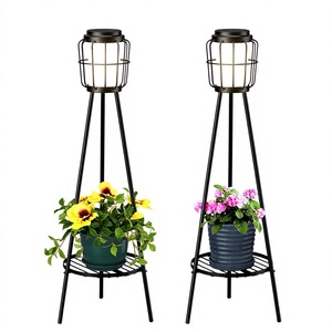 Soporte <span class=keywords><strong>para</strong></span> <span class=keywords><strong>Plantas</strong></span> con Luces Solares, Impermeable, de Hierro, <span class=keywords><strong>para</strong></span> Exteriores, <span class=keywords><strong>para</strong></span> Patio, Terraza, Jardín, Decoración - Product Image 1