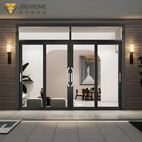 Porte coulissante en aluminium à rupture de pont thermique certifiée NFRC, double vitrage en verre trempé, étanche, insonorisée, noire, pour jardin