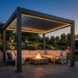 Time-Saving Quick-Build Garden Pergola Anyhoo 40% Faster Setup Aluminum <strong>Gazebo</strong> Bioclimatic Roof <strong>for</strong> Backyard Balcony LED <strong>Light</strong> - Product Image 1