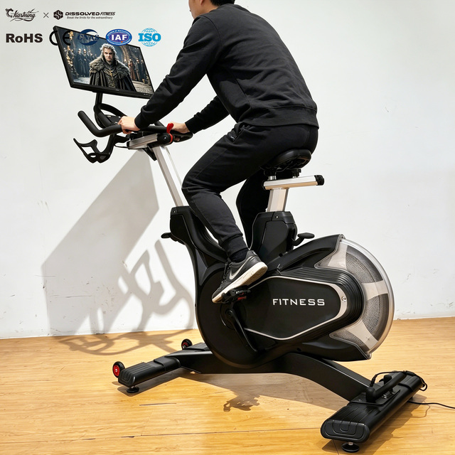 Custom Wholesale Exercise Bike Cardio Fitness Equipment Magnetic Resistance Exercise Bike Touch Screen Spin Bike Cardio Bicycles