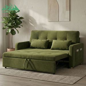 Divano Letto Moderno Wayon in Velluto con Tasca Portaoggetti, Convertibile per Piccoli Soggiorni - Product Image 3