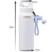 Nouvelle tasse isotherme transfrontalière 2026 en acier inoxydable 304, 600 ml, double paroi sous vide, avec couvercle portable en PP