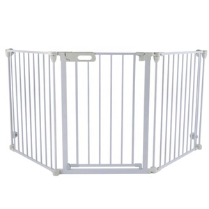 Barrière de sécurité 3-en-1 en métal à 5 panneaux, longueur réglable, fermeture automatique, pour bébé, animaux domestiques et cheminée, installation facile - Product Image 1