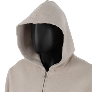TOPSHOW Custom Solid Heavyweight Cotton Oversized Blank Zipper Woolen Hoodies for Men - Product Image 5