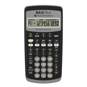 Calculadora Texas BA II Plus Negra de Plástico Mediana con Batería de 12 Dígitos, Calendario Integrado, para Profesionales de Negocios y Finanzas - Product Image 1
