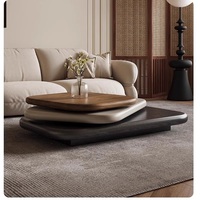 Table Basse Ovale Pivotante Haut de Gamme, Design Unique, pour Villa, Salon, Meuble Décoratif en Bois