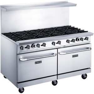Cuisinière à gaz commerciale en acier inoxydable, pour restaurant, 10 brûleurs avec double four - Product Image 1