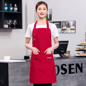 Op maat gemaakte logo geweven denim streep chef-kok schort met hangende nekzak voor gebruik in restaurant, keuken, hotel, koffieshop en bakkerij - Product Image 6