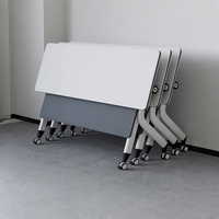 Mesa de Conferencia Moderna Plegable y Apilable, Mesas Rectangulares con Tapa Abatible, Escritorio de Oficina de MDF, Muebles de Oficina Móviles que Ahorran Espacio