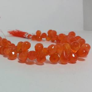 Chaîne de perles en pierre gemme naturelle Cornaline Orange facettée en forme de goutte d'eau (Briolette) de 6mm, 8mm, 10mm, certifiée IGI, pour la création de bijoux - Product Image 1