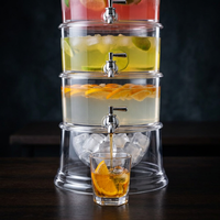 Distributeur de boissons fraîches à 3 niveaux en plastique avec compartiment à glace pour jus de fruits, jus d'orange, limonade – Idéal pour les buffets et les fêtes