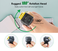 Escáner de Código de Barras de Anillo Manos Libres Effon EF02 IP65 2D QR, Lector Robusto de Largo Alcance (40 pies), USB, 2 Años de Garantía, para Almacén