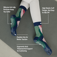 Chaussettes de Pilates antidérapantes à cinq orteils, hauteur genou, design bicolore, respirantes, pour studio de yoga, avec logo personnalisé