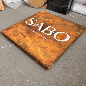 Letrero electrónico <span class=keywords><strong>Led</strong></span> impermeable para publicidad al aire libre, señalización de Metal oxidado personalizada, letrero de caja de luz con logotipo Vintage 3D - Product Image 5