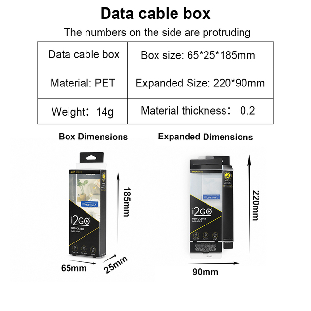 Clear PET Plastic Box for USB Data Cables Professional 3C Electronic Product Packaging with Hanging Hole Transparent Cable Case