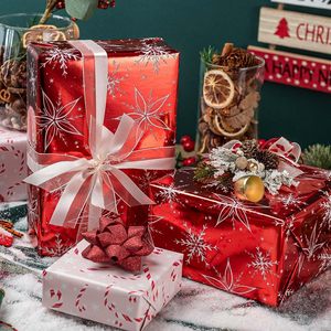 MAYPLUSS Red Christmas Wrapping Paper Roll 17in X 33ft Double Side Snowflake Design Anti Curl Gift Craft Use - Product Image 6