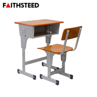 Ensemble robuste de bureau et chaise jaunes pour étudiants avec boîte à livres en métal et rangement frontal ouvert pour les salles de classe du primaire