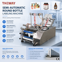 Machine d'étiquetage de bouteilles rondes semi-automatique avec fonction d'alimentation manuelle