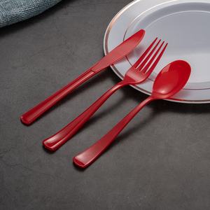 Trendz赤黒白カラフルプラスチック使い捨てパーティーカトラリー使い捨てスプーンフォークナイフセット - Product Image 6