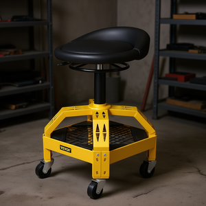 Tabouret de garage à roulettes Vevor à hauteur réglable, siège de mécanicien pivotant à 360 degrés avec plateau à outils, 24-28,7 pouces - Product Image 2