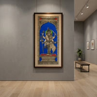 Ardhnarishwer Gauri Shankar Pattachitra Art traditionnel rectangulaire fait main pour décoration murale intérieure de salon