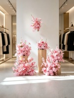 Colonnes florales au sol en fleurs artificielles en soie roses pour mariages, cérémonies, livraison de voitures, aménagement de zones de cérémonie et vitrines