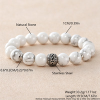 Herren Natürliches Tigerauge Stein Armband 10mm Perlen Stretch-Schnur Edelstahl Charm Schmuck