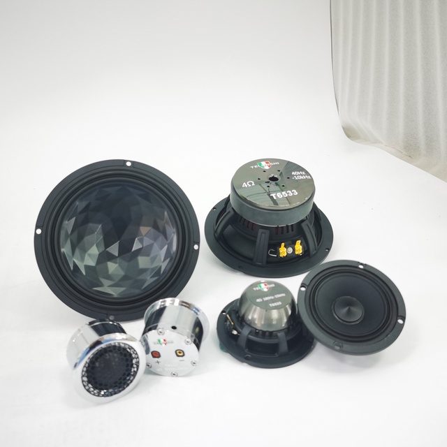 Three Way Car Audio Speaker Set Aluminum Housing Full Range Mid High Bass Door Speakers