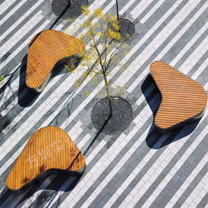 Stainless Steel Wood Panel Outdoor Chair Oval Contemporary <b>Garden</b> Furniture Durable - Product Image 1