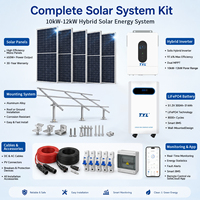 Système d'énergie solaire hybride 10-12 kW pour l'Afrique et l'Asie avec batterie LiFePO4 15k/16kWh 51,2V, panneaux solaires 650W, kit complet TUV CE IEC
